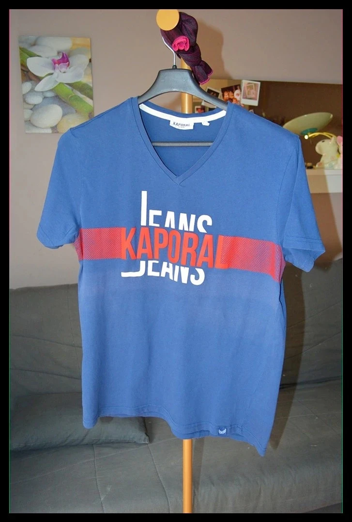 T-shirt Kaporal Jeans – S – Bleu – imprimé logo graphique